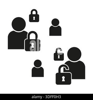 User security icon. Private account lock. Safe person Vector. Profile protection set. EPS 10. Stock Vector
