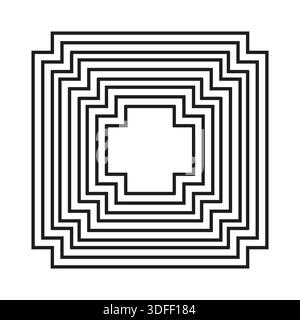 Square maze icon. Labyrinth center path. Geometric shape Vector. Linear puzzle. EPS 10. Stock Vector