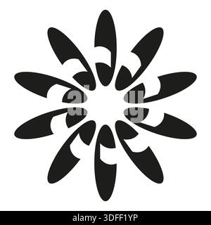 Black turbine icon. Abstract fan blade. Rotation circle symbol. Geometric spin Vector. EPS 10. Stock Vector