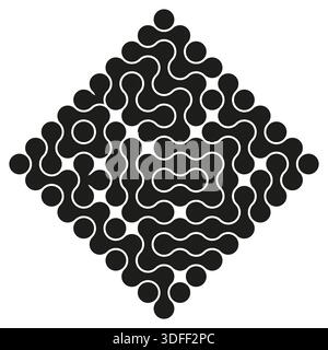 Geometric circuit pattern. Abstract maze texture. Black organic connection lattice. Tech logic structure art. EPS 10. Stock Vector