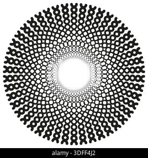 Dotted circle pattern. Round mandala icon. Halftone shape Vector. Geometric art design. EPS 10. Stock Vector