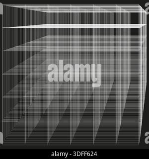 3d grid tunnel. Perspective mesh wireframe. Digital space Vector. Abstract net line. EPS 10. Stock Vector
