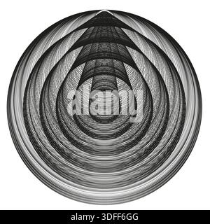 Abstract wireframe tunnel. 3d depth Vector. Sound wave cone. Line mesh art. EPS 10. Stock Vector