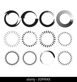 Loading circle icon set. Round progress bar. Spinning brush Vector. Buffer update symbol. EPS 10. Stock Vector