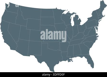 United States of America map outlining each state, originally from scalable vector graphics. Stock Vector