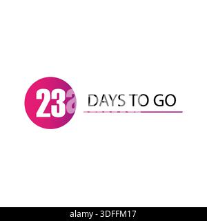Circular countdown icon. Number twenty three 23. 23 days go. Professional Vectorized reliable graphic. EPS 10. Stock Vector