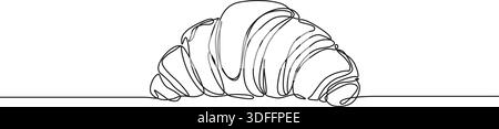 continuous single line drawing of croissant, line art vector illustration Stock Vector
