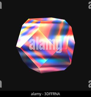 Abstract polygonal geometric glowing shape. Dynamic crystal luminous figure. Vector illustration for logo, presentation or other design. Stock Vector