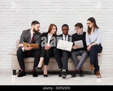 Team work, business colleagues enjoy success Stock Photo