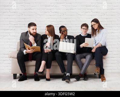 Team work, business colleagues enjoy success Stock Photo