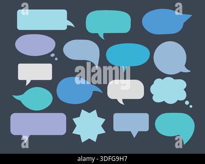Blank Empty Speech Bubbles Silhouette Isolated on Monochrome Background Stock Vector