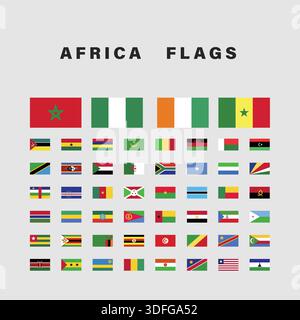 Set of Africa Flags with Rectangular Shape Stock Vector
