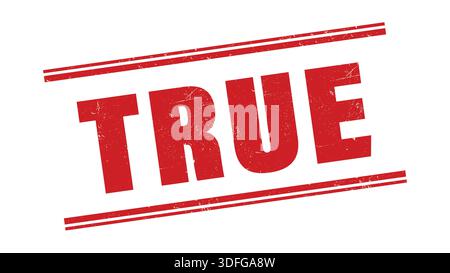 Vintage TRUE Stamp with Grunge Texture Isolated on White Background Stock Vector