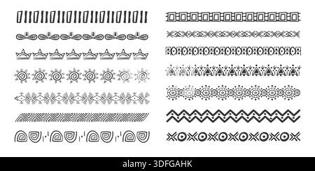 Set african tribal motive border in doodle hand drawn style from ...