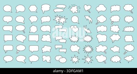 Blank Empty Speech Bubbles Silhouette Isolated on Monochrome Background Stock Vector