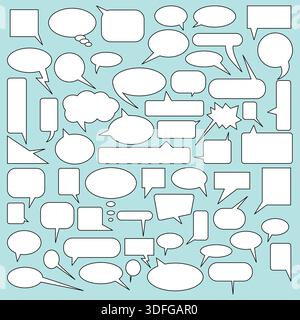 Blank Empty Speech Bubbles Silhouette Isolated on Monochrome Background Stock Vector
