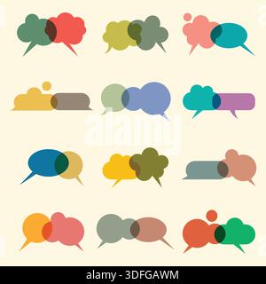Blank Empty Speech Bubbles Silhouette Isolated on Monochrome Background Stock Vector
