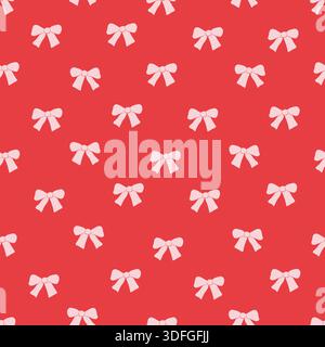 White bow ties with red background seamless fabric design pattern Stock Vector