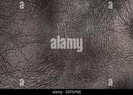 Dark brown wrinkled leather texture surface Stock Photo