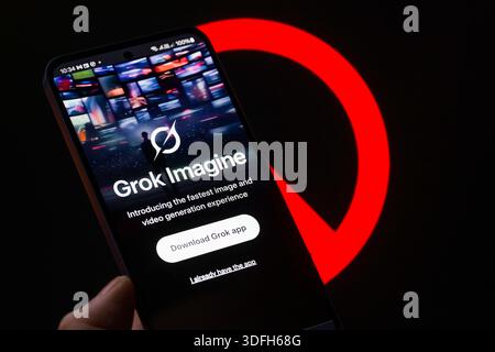 Brussels, Belgium. 12th Jan, 2026. The Grok Imagine page is displayed on a mobile phone in this photo illustration. X AI has faced criticism following reports that its AI tool Grok has been misused to create sexualised content, prompting concerns over safeguards and regulation. Taken in Brussels, Belgium, on 12 January 2026. (Jonathan Raa/Sipa USA) *** Strictly for editorial news purposes only *** Credit: Sipa USA/Ģ����ý Live News Stock Photo