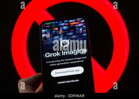 Brussels, Belgium. 12th Jan, 2026. The Grok Imagine page is displayed on a mobile phone in this photo illustration. X AI has faced criticism following reports that its AI tool Grok has been misused to create sexualised content, prompting concerns over safeguards and regulation. Taken in Brussels, Belgium, on 12 January 2026. (Jonathan Raa/Sipa USA) *** Strictly for editorial news purposes only *** Credit: Sipa USA/Ģ����ý Live News Stock Photo