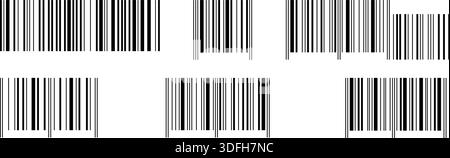 Set of empty barcode label samples isolated on white background. Bar code templates. Visual data digital representation with product or manufacturer Stock Vector