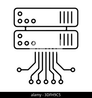 Cloud Computing Data Server Icon. Network Storage and Digital Infrastructure Concept. Stock Vector