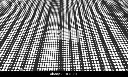 Render 3D. Image of a surface with a black and white "dots" texture applied to a wavy surface illuminated with white light Stock Photo