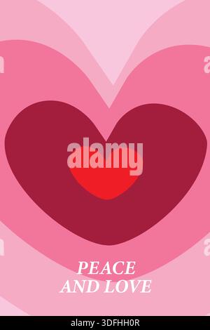 Soft modern abstract heart design with layered shapes, creating a romantic and calming visual for Valentine and love themed projects Stock Vector