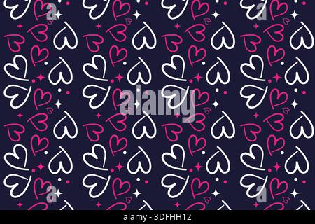 Seamless heart shaped Valentine pattern with cute and romantic style, ideal for backgrounds, wrapping paper, and love themed designs Stock Vector