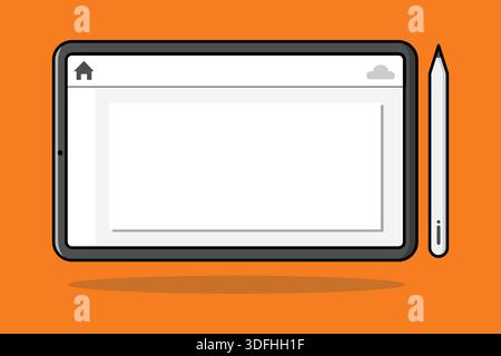 Modern tablet illustration with clean interface design, ideal for technology concepts, digital content, apps, and user interface presentations Stock Vector