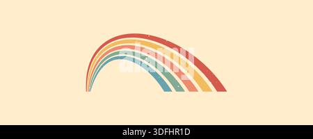 Stripe rainbow groovy. Abstract and vintage poster art with expressive wavy lines. Retro inspired wall decor or prints. Vector illustration Stock Vector