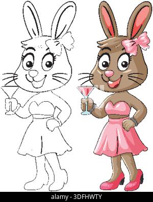 Bunny Standing Isolated Coloring Page for Kids Stock Vector Image & Art ...