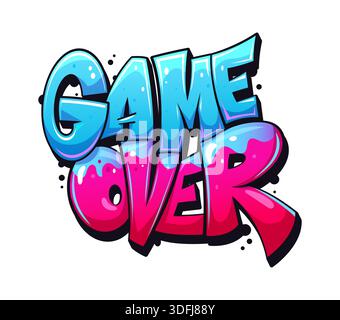 Game over street graffiti, wall cool artwork Stock Vector