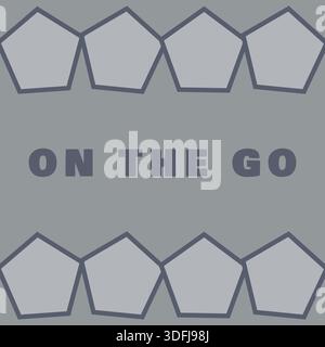 A gray headline panel with linked hexagon shapes along the top and bottom and large text on the go. Stock Vector