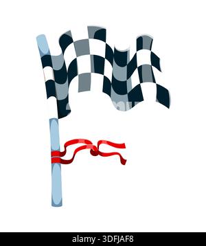 Car racing font cartoon checkered flag letter F Stock Vector