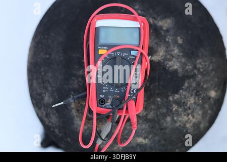 Electrical multimeter tool, for electricity works safety Stock Photo