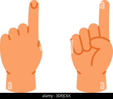 Hand showing number 1. Cartoon hand gesture for counting. Educational flat vector illustration for children learning Stock Vector