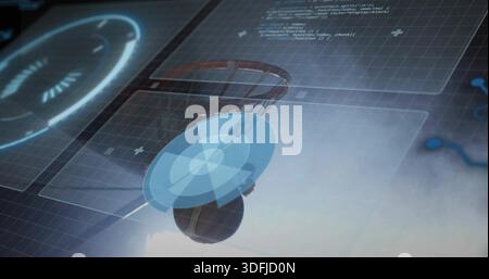 Displaying stethoscope chestpiece with tubing on glossy surface, showing AR reticle and radial dial Stock Photo