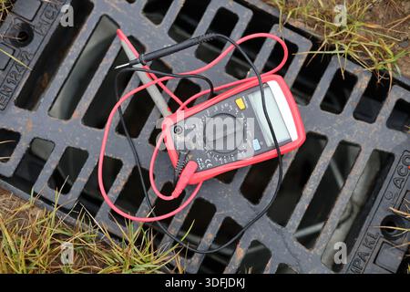 Electrical multimeter tool, for electricity works safety Stock Photo