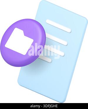 Folder and document icon for file management systems and data organization interfaces. Represents storage, files, documents, archives, and information Stock Vector