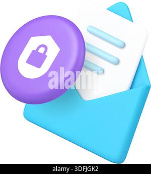 Secure envelope and shield lock icon for protected messaging apps and websites. Represents encryption, privacy, data protection, and confidentiality. Stock Vector