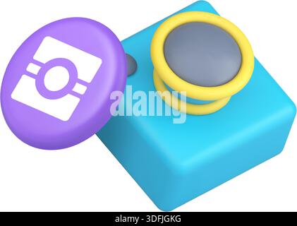 Camera and social media icon for photo sharing applications and content creation platforms. Represents photography, upload, social network and creativ Stock Vector