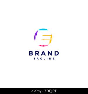Initial Letter E Inside Colorful Circle Logo Design. Colorful Circle With Shadow Of Letter E In The Middle Logo Design. Stock Vector