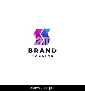 Simple Mosaic Triangle Initial SS Letter Logo Design. Initial Letter SS From Colorful Triangle Mosaic Shape Logo Design. Stock Vector