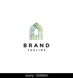 Simple Elegant Layered Domes Logo Design. Minimalist Dome Silhouette Lines Logo Design. Stock Vector