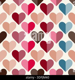 Cute Little Hearts Pattern for Valentines Day, Nursery Decor, Wrapping Paper, Wedding Backgrounds, seamless vector pattern. No effects, easy to recolo Stock Vector