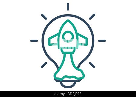 Launching icon. line icon style. icon related to launching idea. creativity elements vector illustration Stock Vector