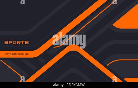 Black and orange sports background with abstract design elements, angles and arrows. Abstract dark gray and orange sporty background. Vector Stock Vector
