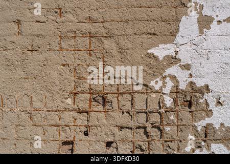 Iron reinforcement in a concrete wall. Abstract construction background. Stock Photo